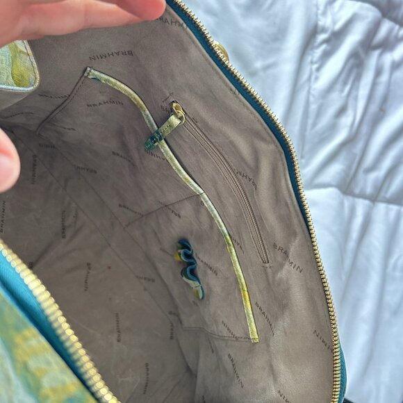 Brahmin Aspen Shoulder Bag Fuji Blue Yellow Flower Bag - Picture 9 of 16